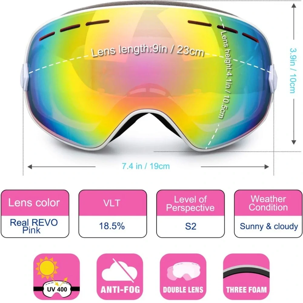 Anti-fog Snowboard Ski Goggles Women